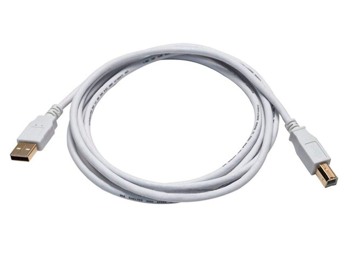 Monoprice 6ft USB 2.0 A Male to B Male 28/24AWG Cable - (Gold Plated) - White for Printer Scanner Cable 15M for PC, Mac, HP, Canon, Lexmark, Epson, DELL, Xerox, Samsung and More!