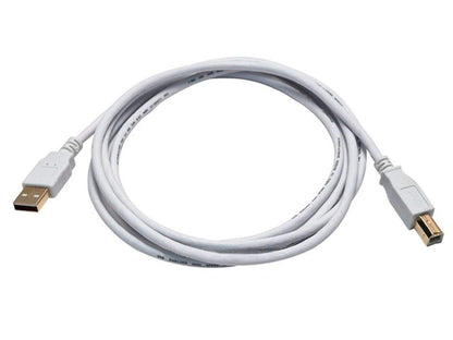 Monoprice 6ft USB 2.0 A Male to B Male 28/24AWG Cable - (Gold Plated) - White for Printer Scanner Cable 15M for PC, Mac, HP, Canon, Lexmark, Epson, DELL, Xerox, Samsung and More!