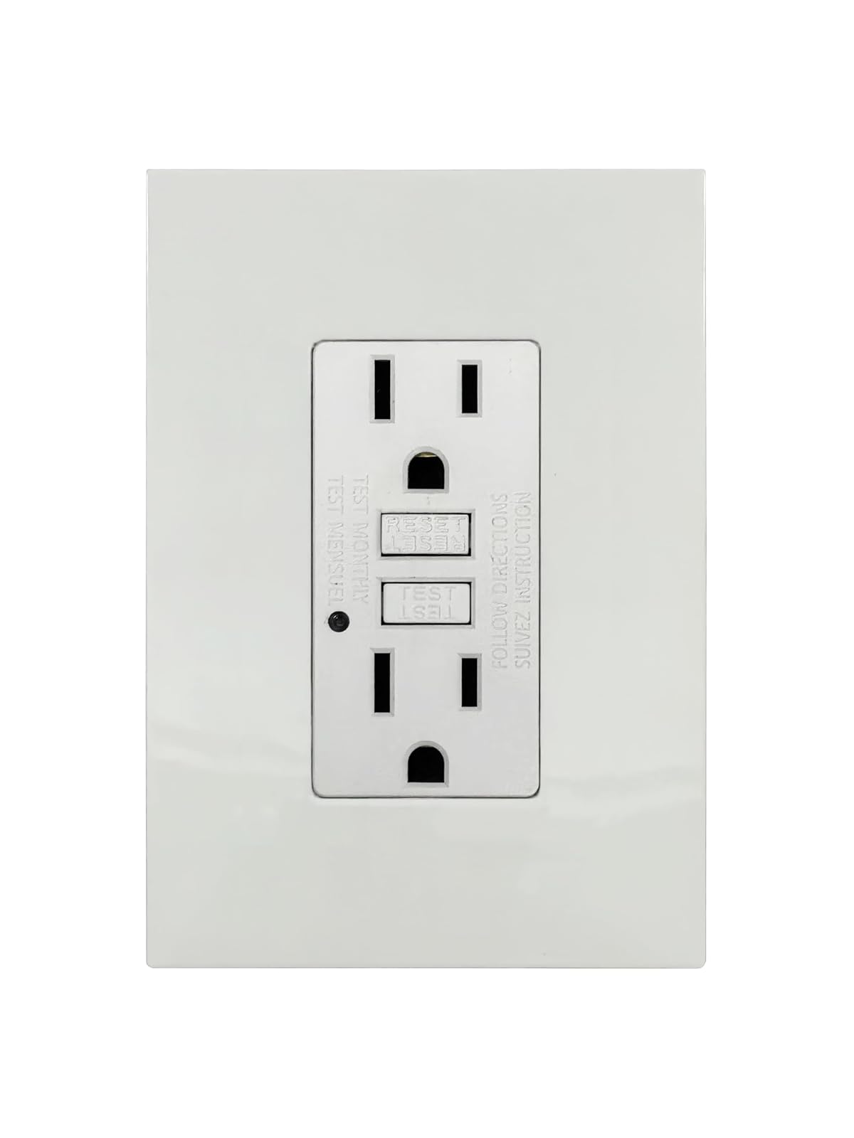 Igoto V1024 Contacto Dúplex con Falla a Tierra (GFCI) con Placa Blanca de Policarbonato | Toma Eléctrica de Seguridad 15A 125-250V Protección contra Descargas Fácil Instalación