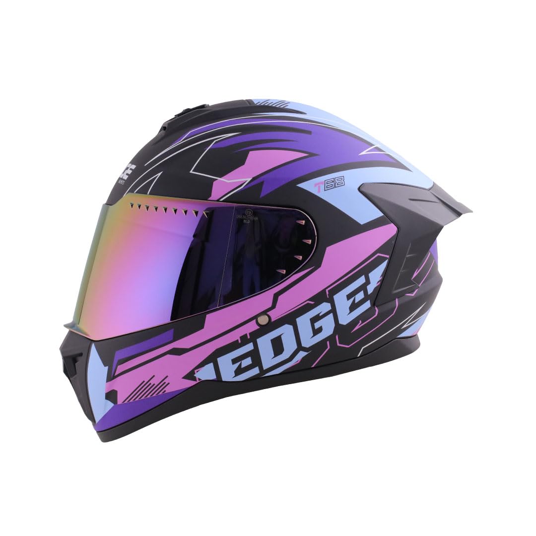 Edge Casco Integral para Moto con Doble Visor Antivaho, Certificado DOT - G - T68 Purpura