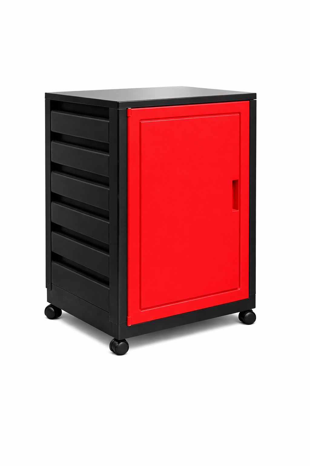 Italhome Mueble Organizador de Plástico con Ruedas, Cajonera con Repisas Multiusos para Oficina, Hogar o Taller, Ligero Resistente, Color Rojo