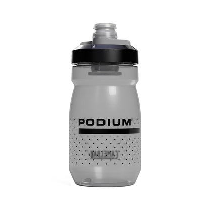 CamelBak Podium - Botella de agua para bicicleta de 15 onzas, fácil de apretar, se adapta a la mayoría de jaulas de bicicleta, humo