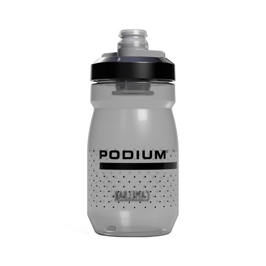 CamelBak Podium - Botella de agua para bicicleta de 15 onzas, fácil de apretar, se adapta a la mayoría de jaulas de bicicleta, humo