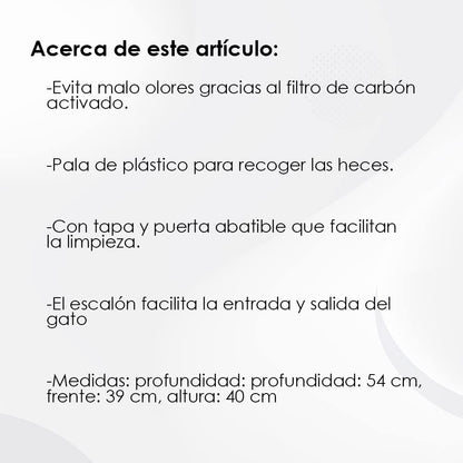 MPS Arenero para Gatos Netta CH con Tapa y Puerta Abatible, Filtro de Carbón Activado, Fácil Limpieza y Transporte Seguro