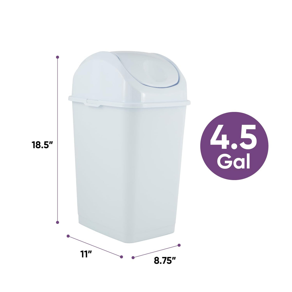 Superio Brand 4.7 GAL. Compact Slim Trash Can