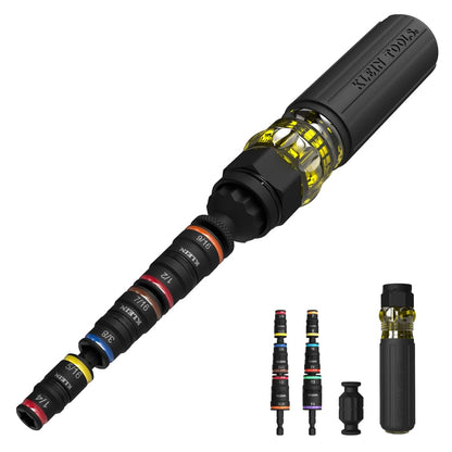 Klein Tools 32914HD Juego de Desarmador de caja, 14-en-1 con Clasificación de Impacto, Tamaños SAE y Métricos, Juego de Dados Magnéticos con 12 Llaves Hexagonales y Portapuntas, Mango con Empuñadura