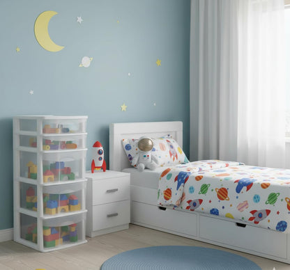 Italhome Cajonera FOX 5 de Plástico 5 Cajones Transparentes, Organizador Multiusos para Hogar y Oficina, Mueble Resistente Fácil Armado, Color Blanco