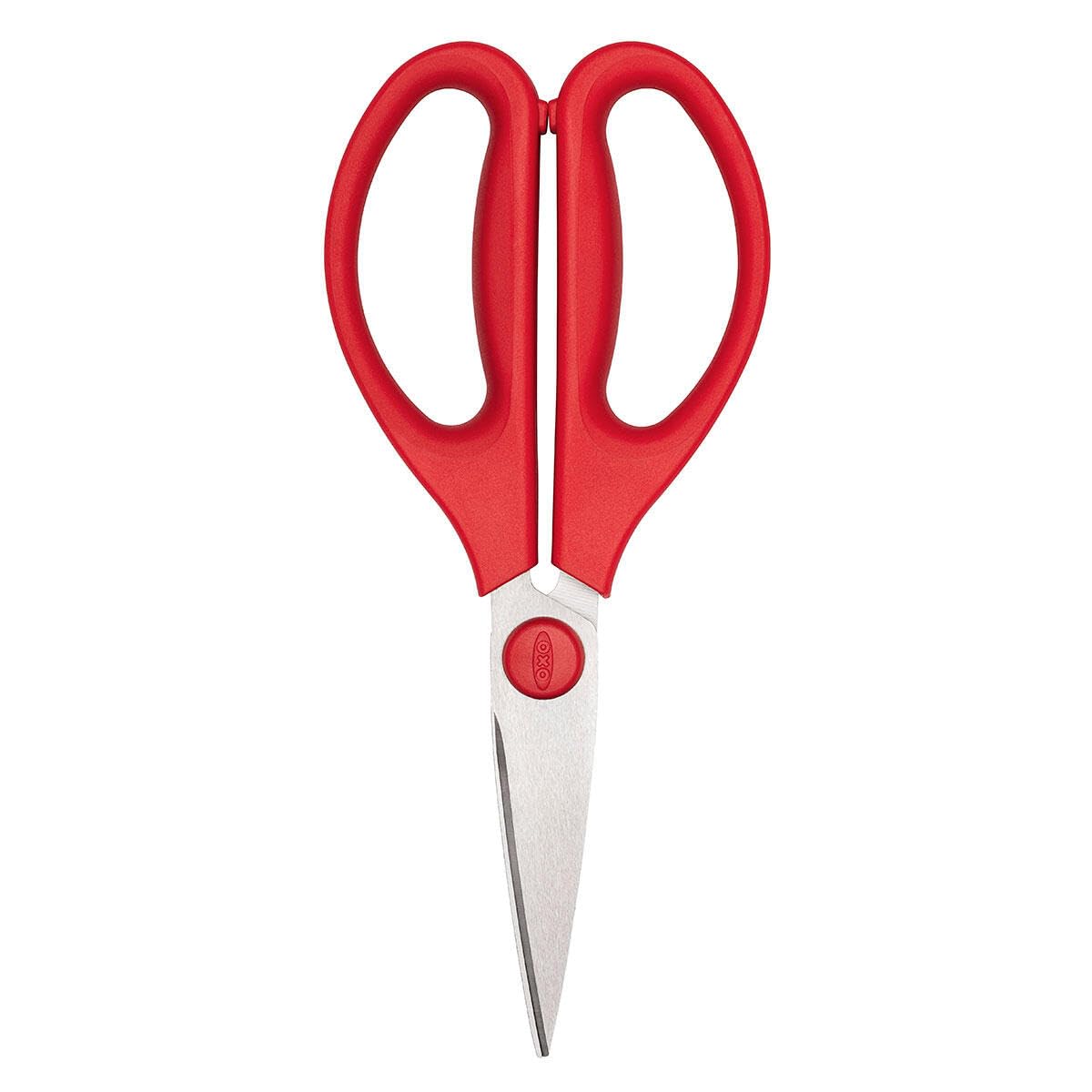OXO Good Grips - Tijeras de cocina | Cuchillas de acero inoxidable | Ideal para cocina u oficina | Corta cartón con facilidad | Diestros o zurdos