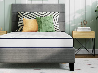 Novilla Colchón híbrido de Espuma y Resorte de 8 Pulgadas, tamaño Individual XL, Soporte Mediano, bocinas de Espuma y Acero certificadas CertiPUR-US, diseño Duradero, Embalaje ecológico y colchón en