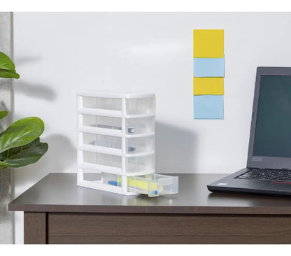 Italhome Cajonera De Plástico, Combo De Mini Organizadores De Escritorio Multiusos Con 5 Cajones Transparentes