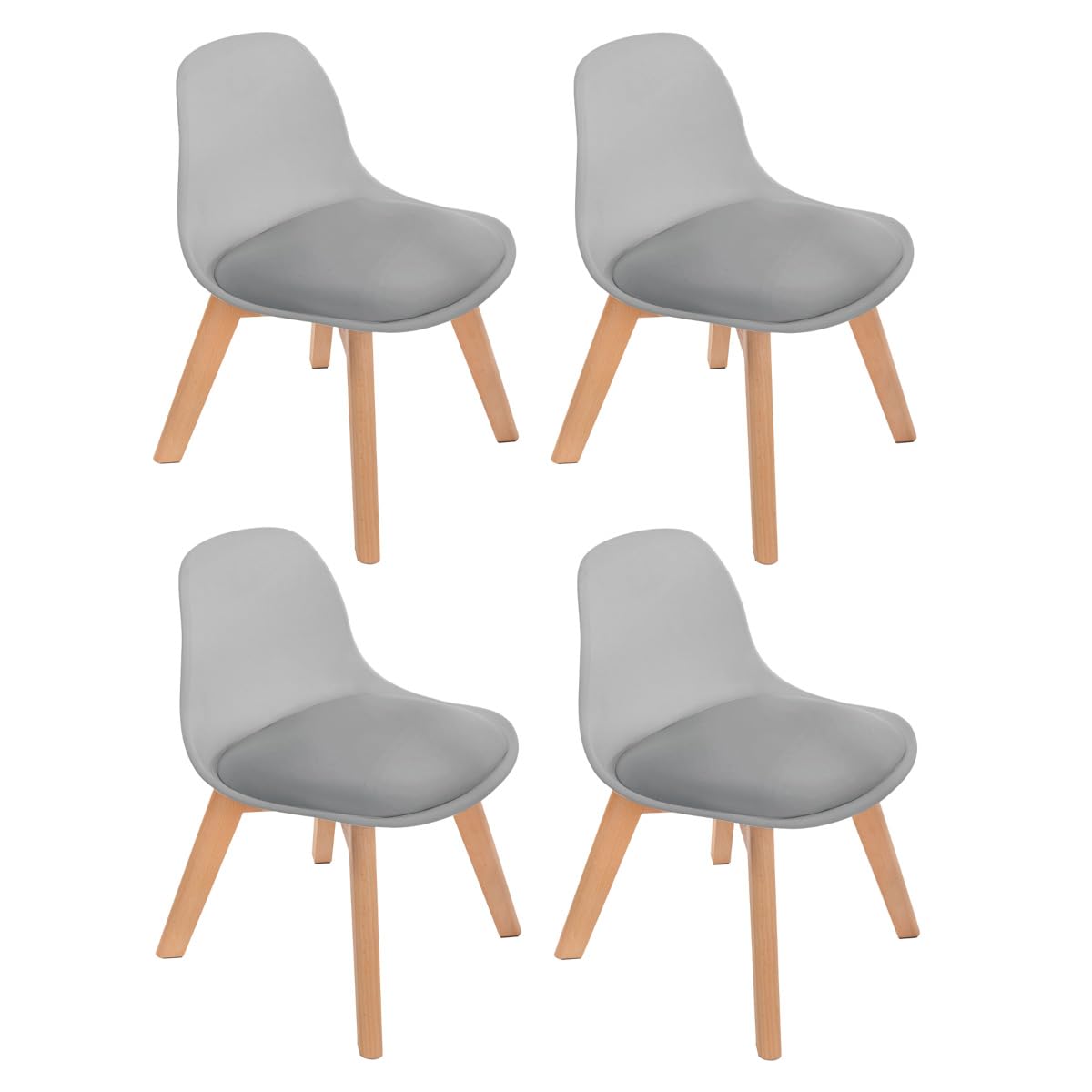 DUDUK Set de 4 Sillas Infantiles Frankfurt - 39 cm x 34 cm x 56 cm - Gris claro