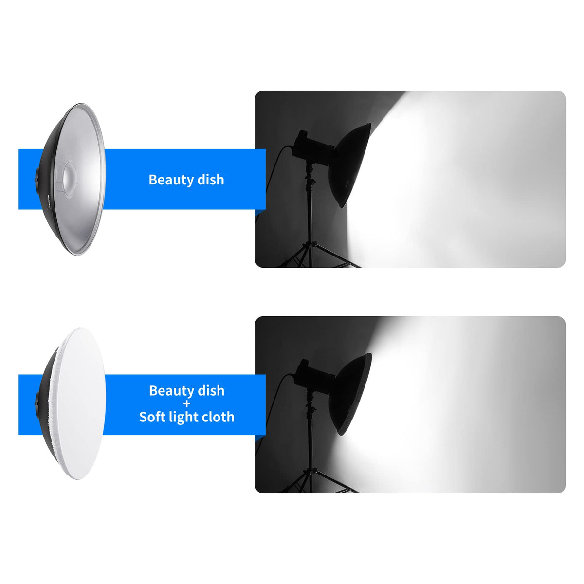 NEEWER 16"/41cm Aluminio Standard Reflector Beauty Dish | Con Blanco Difusor Sock, para Bowens Montura Studio Flash de Estudio Light, NEEWER Vision 4 ML300 S101-300W S101-400W Etc