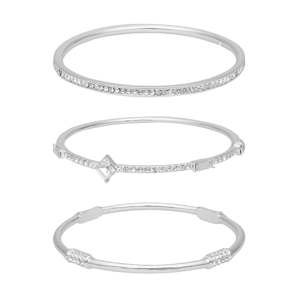 Nine West Box Set Pulsera Plateado Multiniveles para Mujer