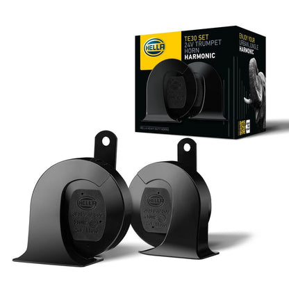 HELLA Claxon Bocina de Caracol para Auto, Motocicleta y Camión - Negro - Universal - 24V