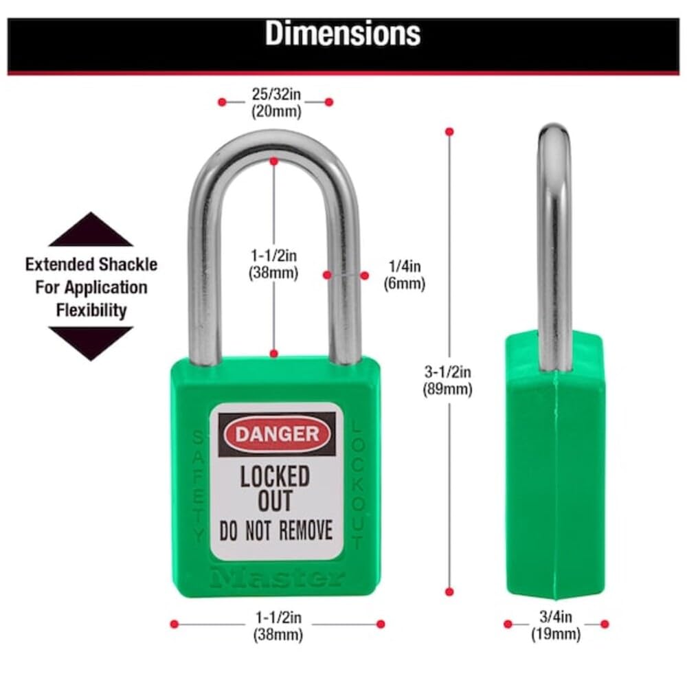 Master Lock 410GRN Candado de Seguridad con Llave Verde 0.25 Pulgadas