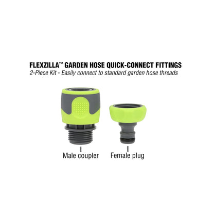 Flexzilla HFZGAK11 - Manguera de jardín de conexión rápida, 2 piezas acoplador y kit de enchufes, ZillaGreen