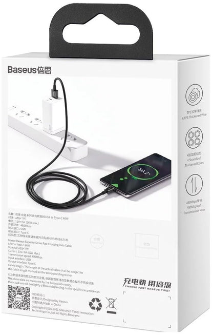 Baseus Superior Series - Cable de datos de carga rápida USB a tipo C 66 W, 1 m, color negro