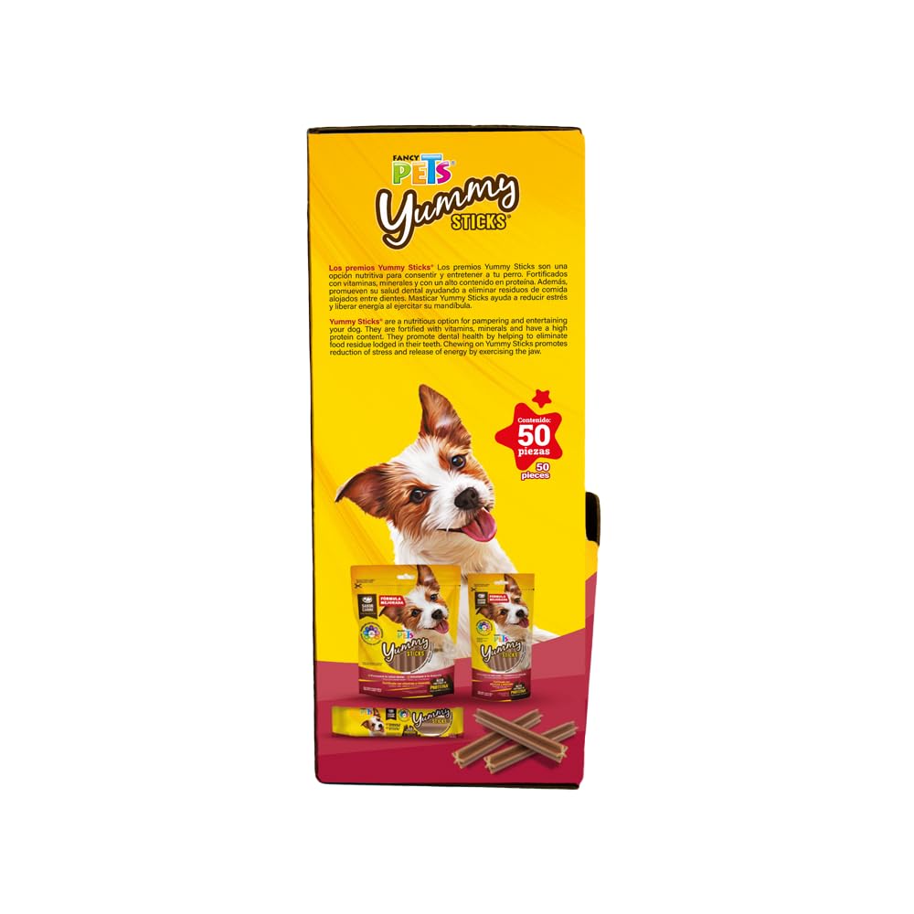 Fancy Pets Yummy Sticks para Perro Sabor Carne 1 kg, 50 Premios Fortificados con Vitaminas y Minerales