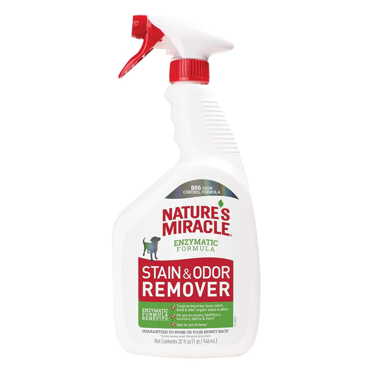 Nature's Miracle - Removedor de manchas y olores para perros, spray enzimático - 946ml - Para orina y otros desechos en alfombras, pisos, muebles y más
