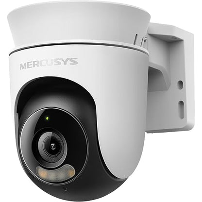 MERCUSYS MC510 Cámara de Seguridad WiFi Exterior - Resolución 2K - Cobertura 360° - Visión Nocturna a Color - Detección de Movimiento - Alarma de Luz y Sonido - 512GB - App Protección IP65