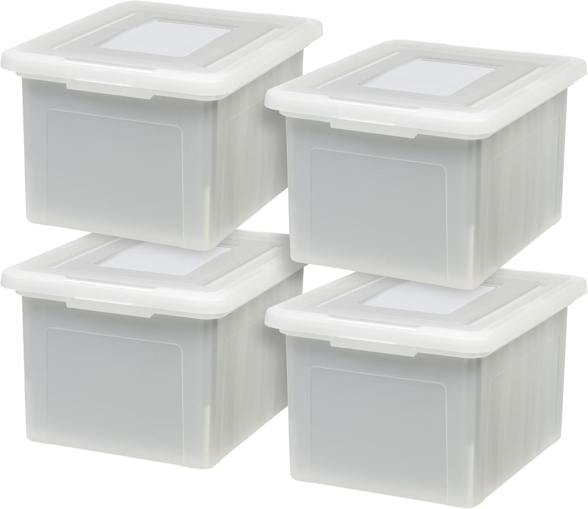 IRIS USA Caja Organizadora para Archivos Carta/Oficio, 35 Qt - Paquete de 4 - Perla