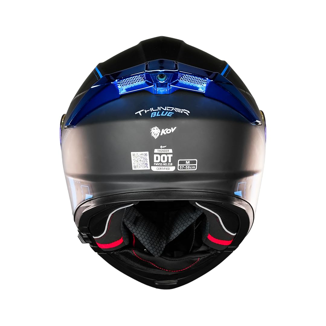 KOV Casco Metal Blue Thunder ABATIBLE Azul para Moto Certificado Dot