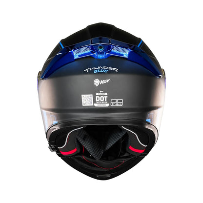 KOV Casco Metal Blue Thunder ABATIBLE Azul para Moto Certificado Dot