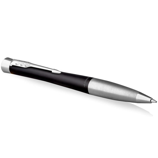 Bolígrafo PARKER Urban Twist | Negro apagado con adornos cromados | Punta mediana con repuesto de tinta azul | Caja de regalo