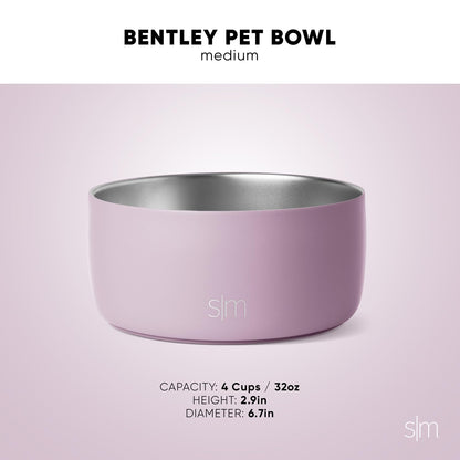 Simple Modern Acero Inoxidable El Tazón de Agua para Mascotas | Acero Inoxidable Aislado y Reutilizable Tazones de Comida para Perro Gato | Bentley Colección| Medio | Sea Glass Sage