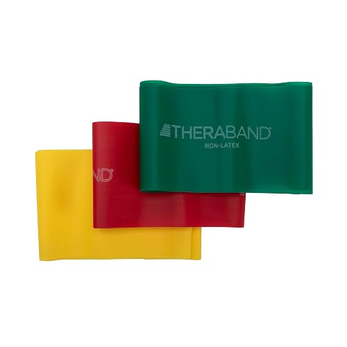 TheraBand Resistance Bands Set, Professional Non-Latex Elastic Band For Upper & Lower Body Exercise, Strength Training without Weights, Physical Therapy, Lower Pilates, Rehab, Beginner & Advanced