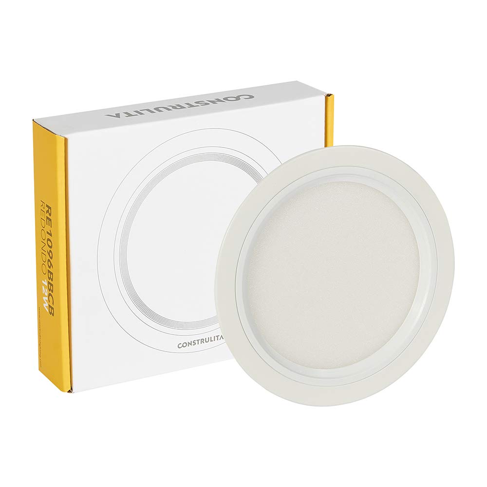 Construlita Lámpara LED de Techo Empotrado, 12 W, Luz Cálida 3 000 k, Color Aluminio, 127 - 220 Volts, Downlight LED
