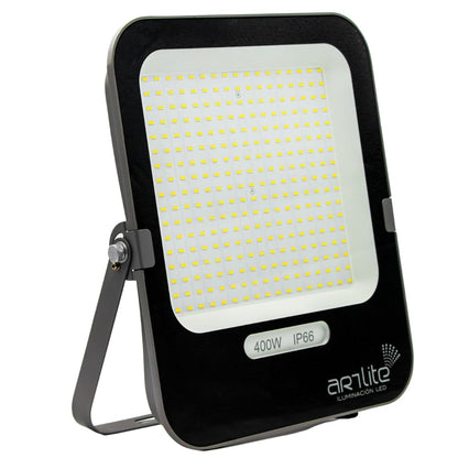 Reflector Artlite LED SMD Cuadrado Slim Blanco Frío 400W Alta Potencia 50,000 Lúmenes 6500K IP66 125Lm/W Apertura 120°