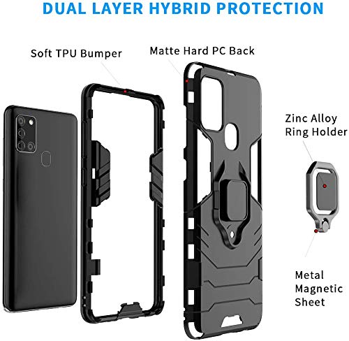 BestAlice Funda para Honor X7 Case + Protector de Pantalla de Cristal Templado + Lens Mica + Cordón para el Cuello, Rudo Uso Híbrida Armor Protección Carcasa, Negro