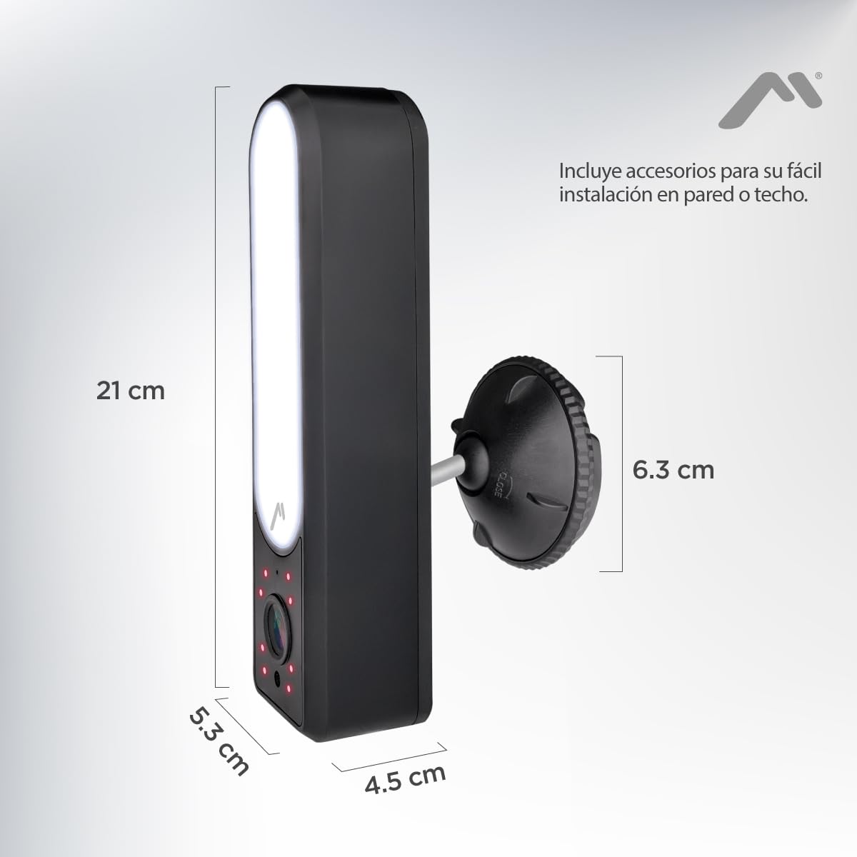 Cámara WiFi con Reflector, FullHD, 1080P, Vinculable a Smartphone con Luz LED y Reflector 360, Mitzu MSC-2018