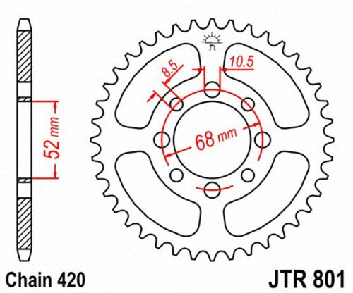 JT Sprockets JTR801.33 33T - Piñón Trasero de Acero