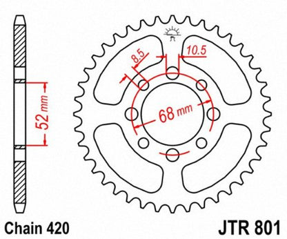 JT Sprockets JTR801.33 33T - Piñón Trasero de Acero