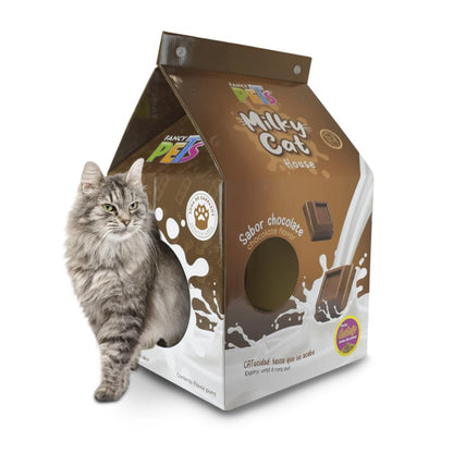 Fancy Pets Milky Chocolate Cat House Divertida Casa de Cartón con Rascador para Gato