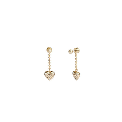 COACH - arete acolchados de corazón para mujer, Una talla, Latón, No es una piedra preciosa
