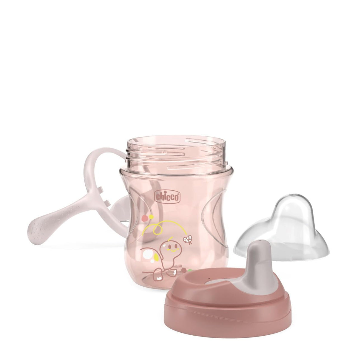 Chicco Vaso de Entrenamiento Training Cup 6M+ Anti Derrames Pico Ergonómico Asas Desmontables Rosa