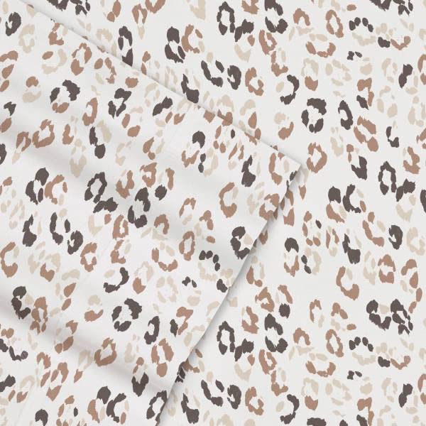 Poppy & Fritz - Juego de sábanas de percal de algodón, crujiente y Fresco, Ligero para decoración del hogar (Leopardo, Individual)