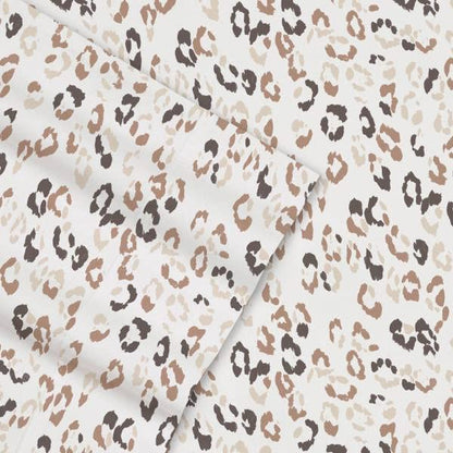 Poppy & Fritz - Juego de sábanas de percal de algodón, crujiente y Fresco, Ligero para decoración del hogar (Leopardo, Individual)