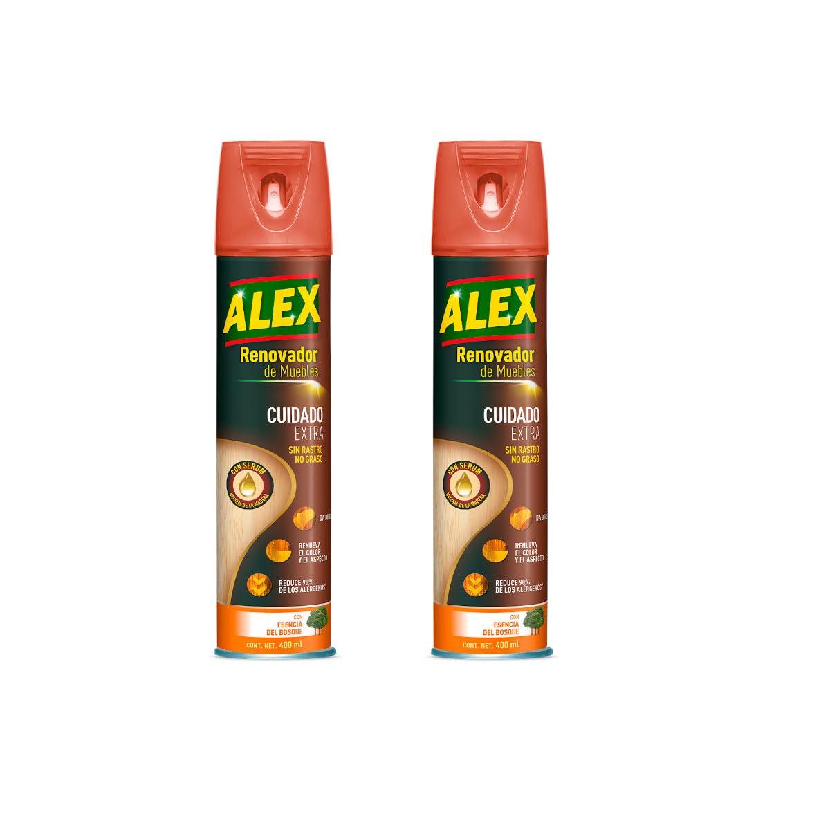 RENOVADOR MUEBLES CUIDADO EXTRA ALEX MADERA CON SERUM 400ML, 2 UNIDADES