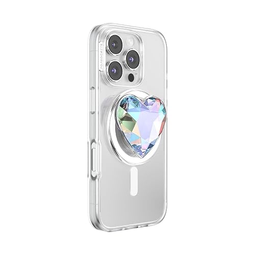 PopSockets - Empuñadura para teléfono MagSafe con Soporte, Soporte magnético, Parte Superior Intercambiable, Agarre Seguro para iPhone MagSafe, teléfono y Tablet, corazón dicroico Iridiscente