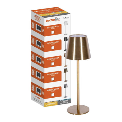 Tecnolite - Lámpara de Mesa LED 5 W Portátil, Recargable, Luz Blanca Ajustable y Atenuable Táctil, Lámpara Interior para Restaurante