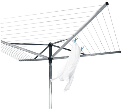 BRABANTIA | Tendedero Giratorio para Exterior Topspinner | Plateado | 5,000 cm de Secado | Incluye Anclaje al Suelo