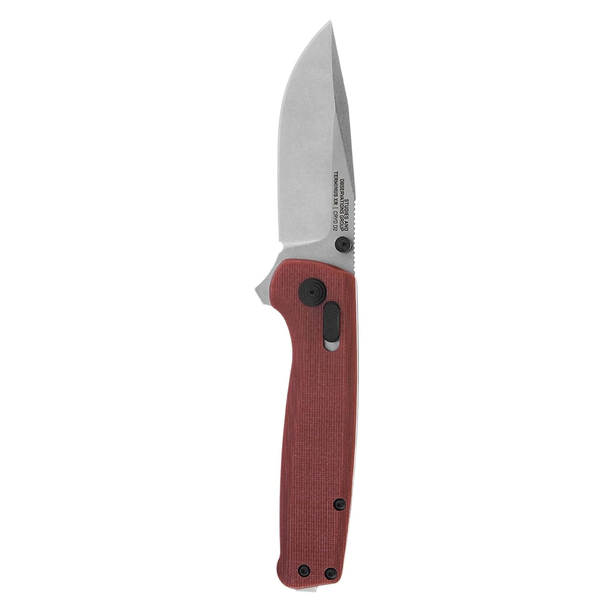 SOG Terminus XR G10 - Cuchillos plegables ambidiestros de bolsillo EDC para llevar diario, mango G10, hoja de acero D2 resistente al desgaste - Paquete de almejas - Carmesí