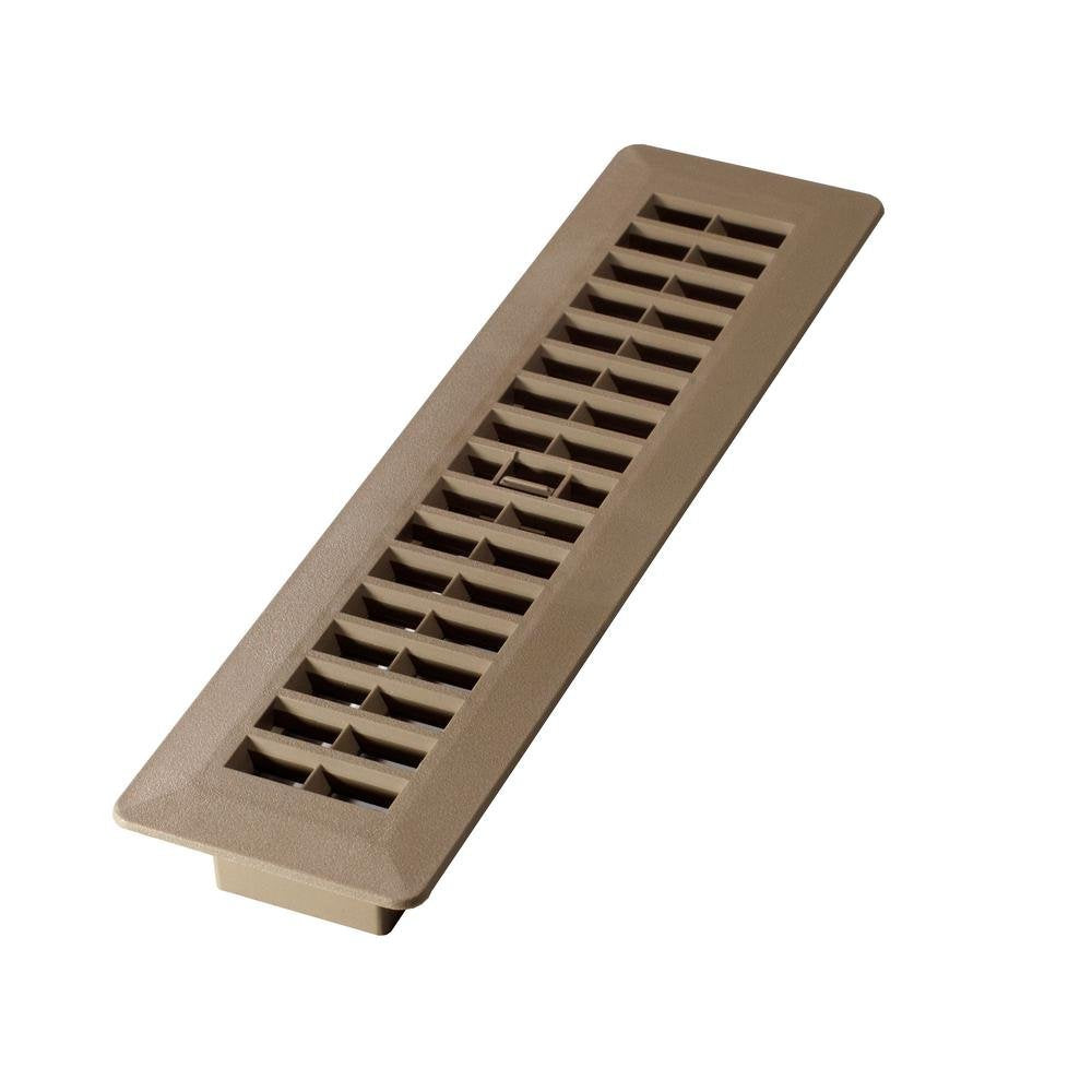 Decor Grates PL212-WH - Registro de piso de plástico, 5 cm x 30 cm, color blanco - Marrón topo