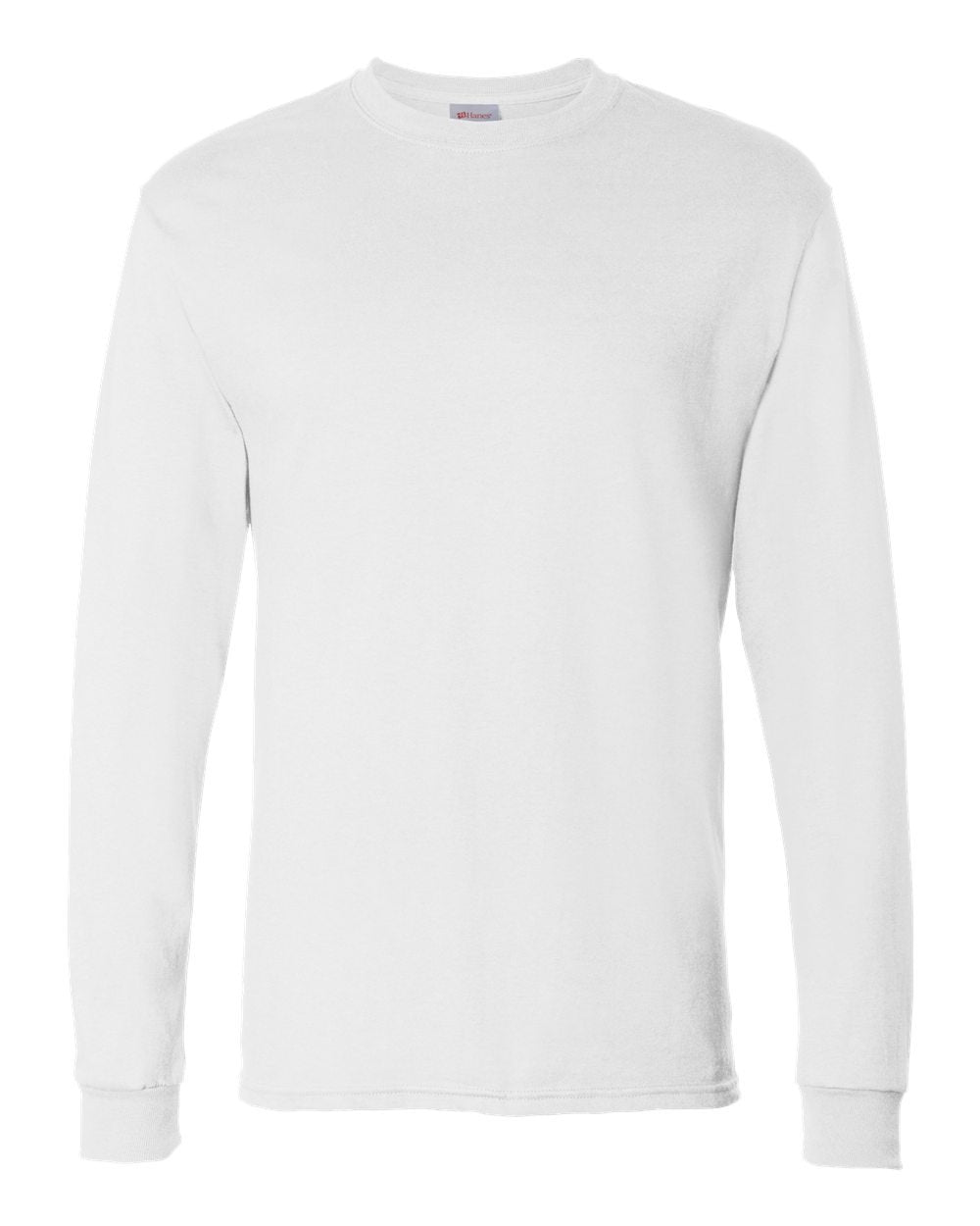 Hanes Essentials - playera de manga larga para hombre, cuello redondo de algodón para hombre, paquete de 2, Blanco - 2 paquetes, Large