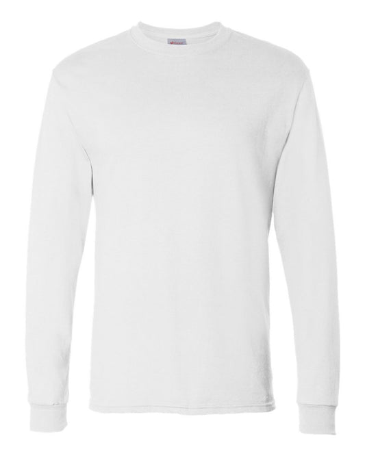 Hanes Essentials - playera de manga larga para hombre, cuello redondo de algodón para hombre, paquete de 2, Blanco - 2 paquetes, Large