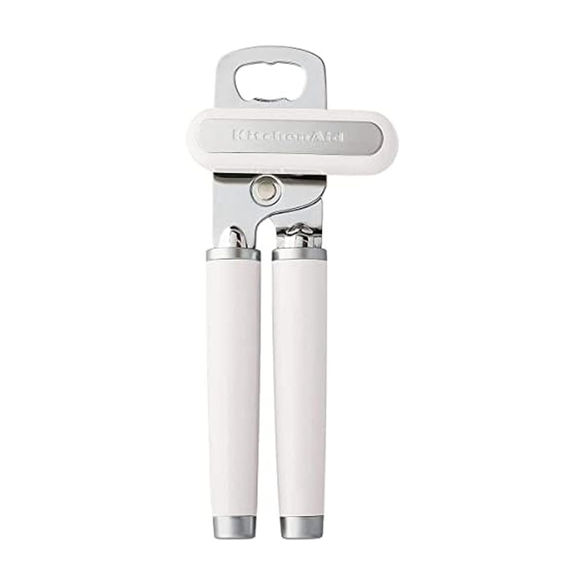 KitchenAid - Abrelatas y abrebotellas multifunción clásico fácil de usar, rueda de corte de acero inoxidable afilada, asas ergonómicas suaves, color blanco